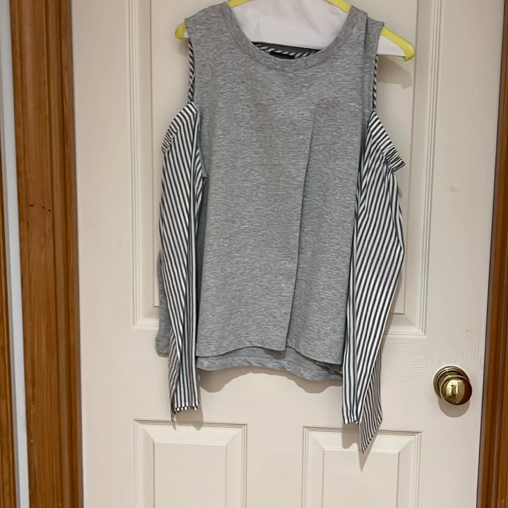 Just dry cleaned grey long sleeve with cold shoulder.